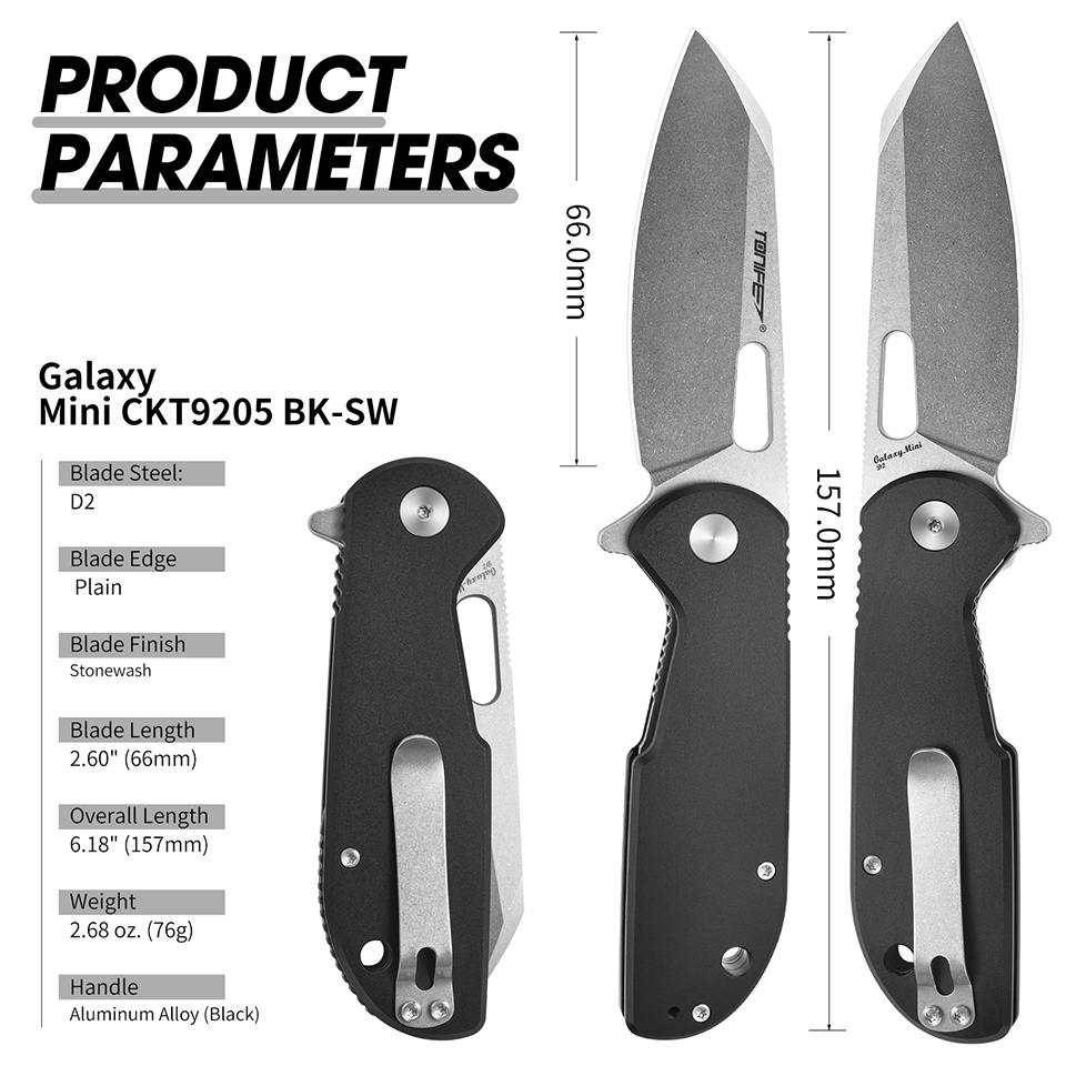 Edc Concealed Carry Knife - TONIFE Galaxy Mini CKT9205 Klappmesser mit